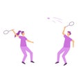 The man and woman are playing badminton Royalty Free Stock Photo