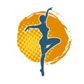 Silhouette of a female ballet dancer in action pose. Royalty Free Stock Photo