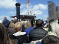People aboard a New York ferry boat.