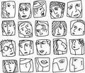 People abstract faces avatars characters black and white icons set Royalty Free Stock Photo