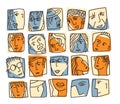 People abstract faces avatars characters icons set