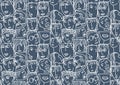 People abstract faces avatars characters invert seamless pattern