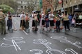 People acting out street sweeping ceremony,April's Tulip Festival,Albany,2016 Royalty Free Stock Photo