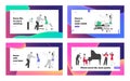 People Active Lifestyle, Leisure and Musical Hobby Spare Time Website Landing Page Set. Man and Woman Dance