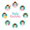 The Daily Routines Of Girl On Circle Chart Royalty Free Stock Photo