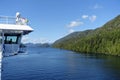 People admiring the beautiful blue ocean along the BC ferries inside passage route on the British Columbia coast , Canada.