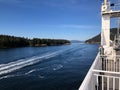 People admiring the beautiful views of the gulf islands on a BC ferries trip through active pass, in the gulf islands, British Col Royalty Free Stock Photo