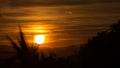 People admiring the sunset timelapse near Temple of Debod Park in Madrid. Royalty Free Stock Photo