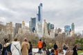 People Admiring the View of Manhattan Skyscrapers from Central Park. New York City, USA