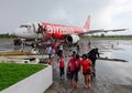 People with the airplane at the airport in Kalibo, Philippines Royalty Free Stock Photo