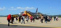 People and airplane on the runway at Lien Khang airport in Dalat, Vietnam Royalty Free Stock Photo