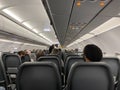 People on an airplane waiting for it to take off