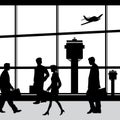 People in Airport lounge silhouettes Vector illustration