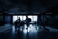 People at an airport terminal, waiting for departure time, motion blur shot Royalty Free Stock Photo