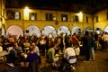 People at Al Fresco Restaurant at Night, Piazza delle vettovaglie, Pisa, Tuscany, Italy