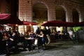 People at Al Fresco Restaurant at Night, Piazza Garibaldi, Pisa, Tuscany, Italy
