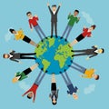 People from all around the world smiling, flat style Royalty Free Stock Photo