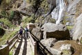 People along the footpath to the Tiger's Nest, Paro, Bhutan Royalty Free Stock Photo