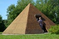 People in an amber pyramid. Settlement Amber, Kaliningrad region