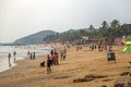 People at Anjuna beach in Goa, India