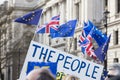 The people anti brexit banner in London campaigning to stay in European Union