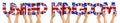 People arms hands holding up wooden letter lettering forming words united kingdom in union jack uk national flag colors tourism Royalty Free Stock Photo