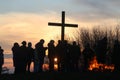 People around Easter Cross after dawn communion