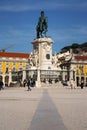 People around the Equestrian statue (EstÃÂ¡tua equestre de D. JosÃÂ©) in ,Lisbon, Portugal