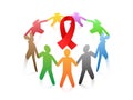 People around the red ribbon AIDS symbol