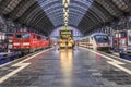 People arrive and depart at Frankfurt train station Royalty Free Stock Photo