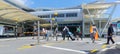 People arriving at airport to depart