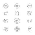 People with arrow reload for reorganization group. Personal change line icon set
