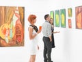 People in art gallery Royalty Free Stock Photo