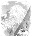 People ascending mont blanc mountain vintage engraving