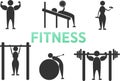 Body Workout Exercise Fitness Training Stick Figure Pictogram Icons. Man and woman.