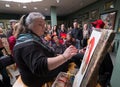 People attend free workshop during the open day in watercolors school