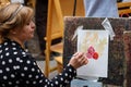 People attend free workshop during the open day in watercolors school