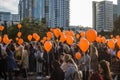 People attend Hostages Square at the event