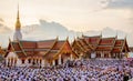 People Attended prayer Asalha Puja Bucha day at Wat That Choeng
