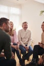 People Attending Support Group Meeting For Mental Health Or Dependency Issues In Community Space Royalty Free Stock Photo