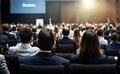 People in the audience at the conference hall at a business event. closeup back view