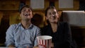 People audience watching movie in cinema theater. Royalty Free Stock Photo