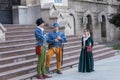 People in authentic historical clothing at a medieval festival Michael le Brave Mihai Viteazul .