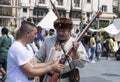 People in authentic historical clothing at a medieval festival Michael le Brave Mihai Viteazul .