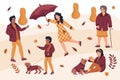 people autumn park collection vector illustration