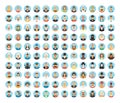 People avatar collection. Flat circle icons of people, occupations, works. People portraits, cartoon people, people lifestyles.