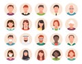 People avatar flat icons. Vector illustration included icon as man, female head, muslim, senior, adult and young human