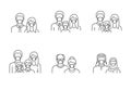 People avatar flat icons. Vector illustration included icon as man, female head, muslim, senior, familes and couples in