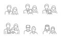 People avatar flat icons. Vector illustration included icon as man, female head, muslim, senior, familes and couples