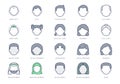 People avatar line icons. Vector illustration include icon - woman, baby, young person, grandfather, teenager, boy